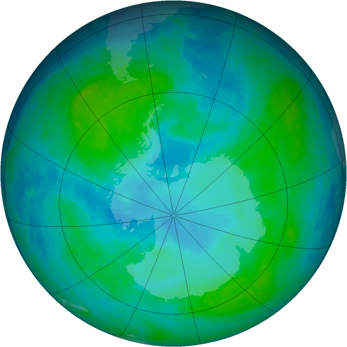Antarctic ozone map for 26 January 2004